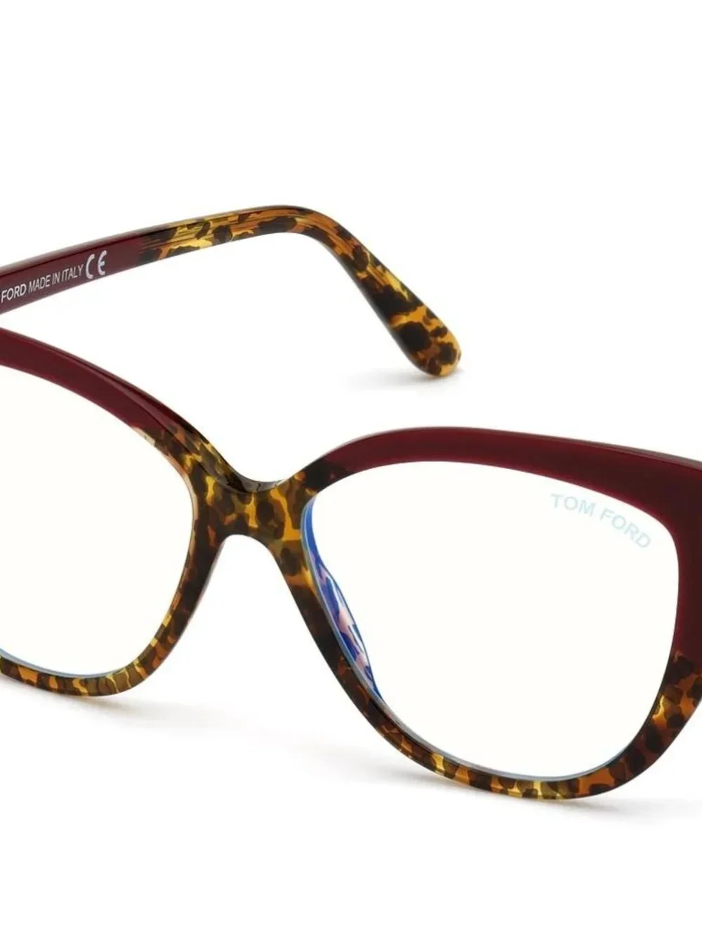 NEW TOM FORD TF5673-B 056 BURGUNDY VINTAGE LEOPARD AUTHENTIC EYEGLASSES FRAME